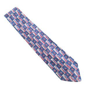 Fierte s.r.l. Men Necktie 100% Silk Geometric Blue Red Size 60x4 - NWOT